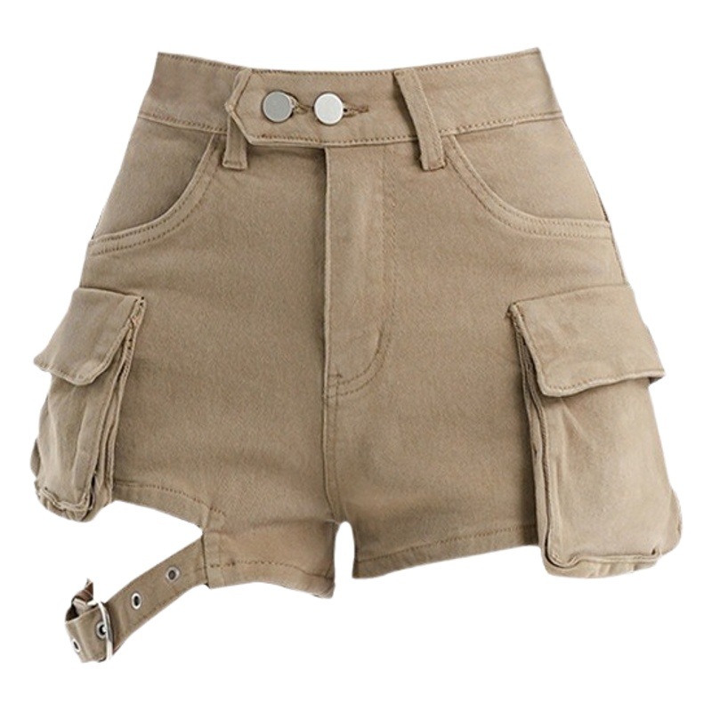 Picture of 2024 Summer New Style Hot Internet Hot Spice Girls Stretch Slim-fit Shorts Women's High Waist Military Workwear All-match Denim Shorts