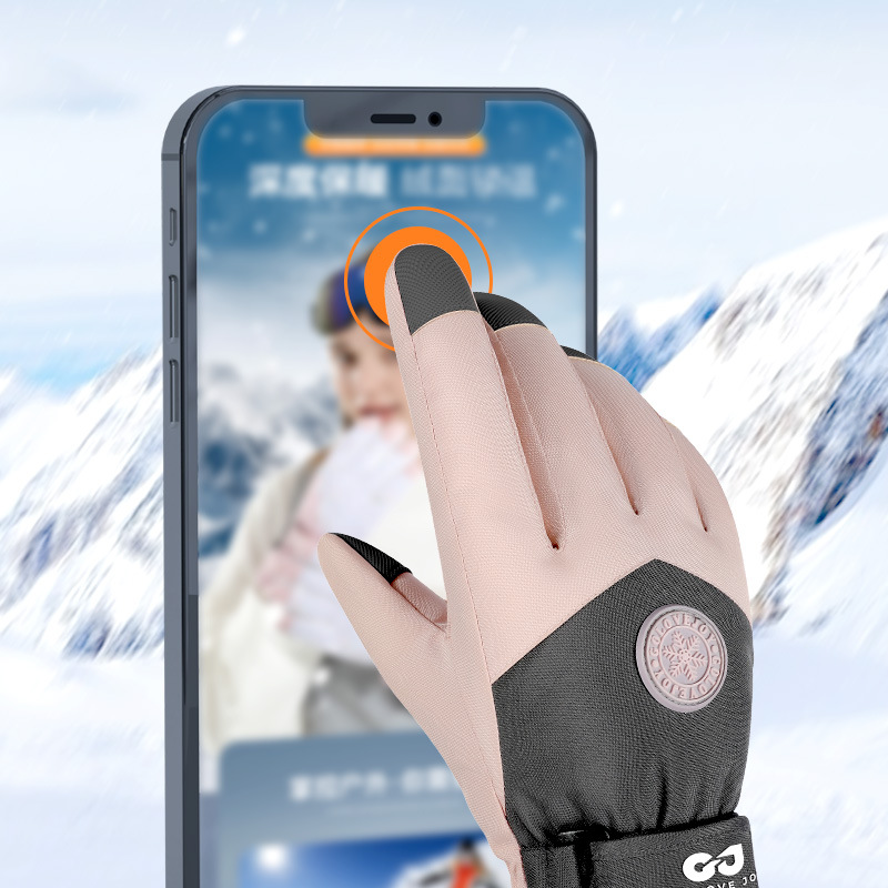 Picture of Winter skiing warm gloves men and women outdoor riding touch screen fleece-lined cold windproof electric car gloves SK15