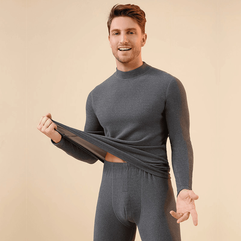 Picture of Cashmere Silk Half Turtleneck Thermal Intimates German Velvet Heating Mid-Collar Autumn Clothes and Long Trousers Fleece-Lined and Thickeneded Couple Set