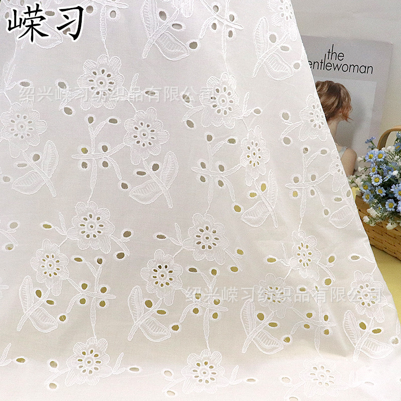 Cotton Cut Out Perforated Bone Line Flower Full Lace Embroider Spring and Summer Clothing Shirt Fabric Lace Fabric