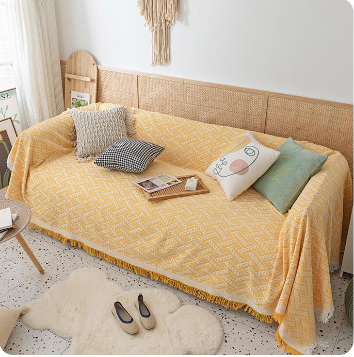 Picture of [Cross-border wholesale] Nordic pure color Four Seasons cotton blanket simple cushion ins style sofa Towel fashion lunch break blanket