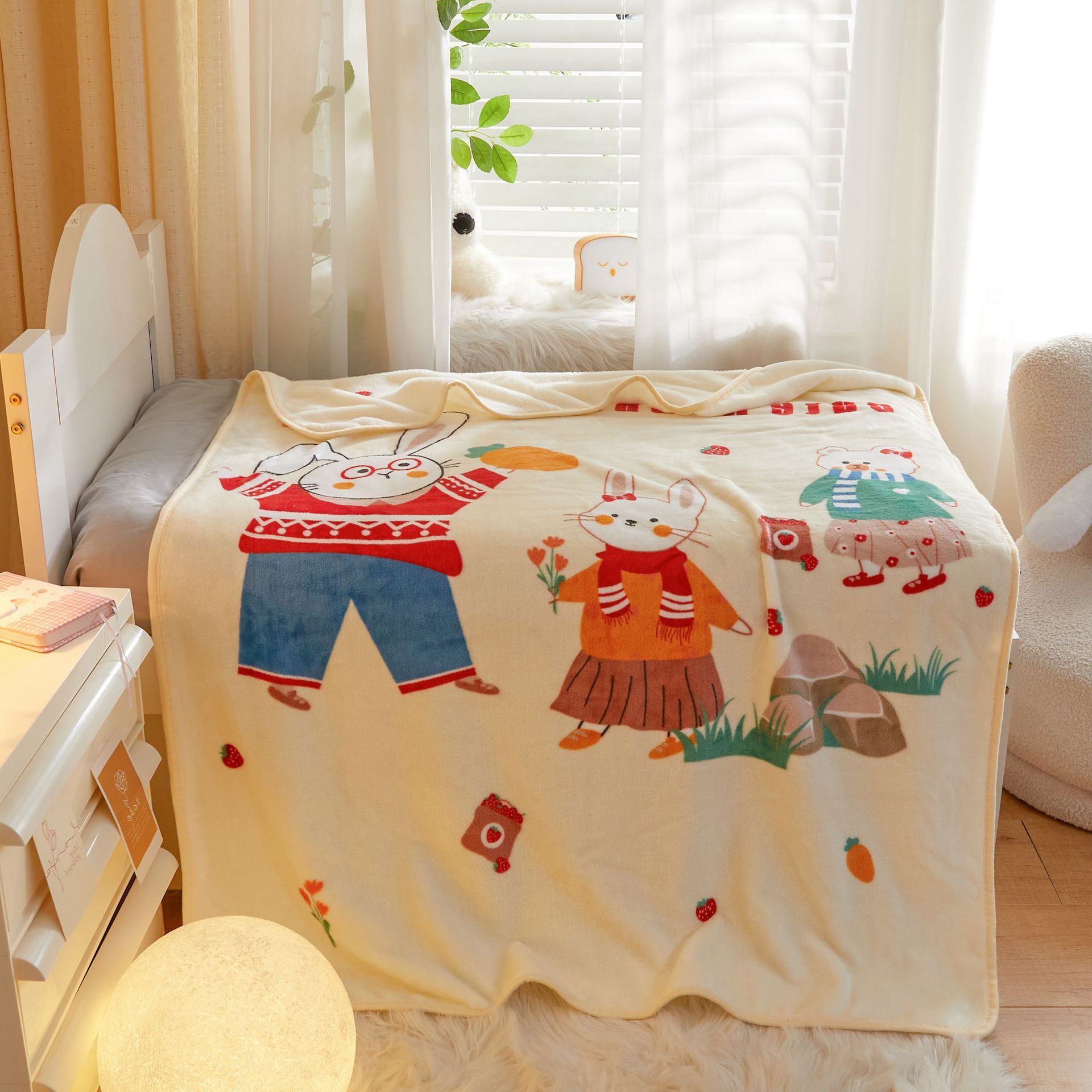 Picture of Children's Blanket Kindergarten Spring and Autumn Baby Coral Fleece Blanket Spring and Summer Single Layer Thin Blanket Office Nap