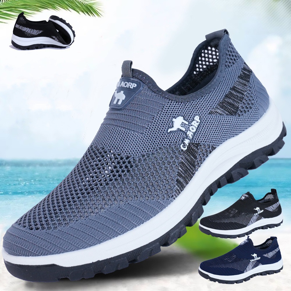 Shoes Men's Hollow Mesh Lightweight Running Shoes Slip-on Labor Protection Work Mountaineering Shoes Comfortable Cross-border Sports Men's Shoes