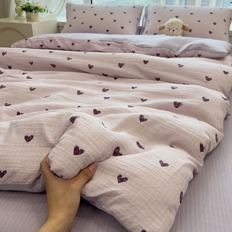 Picture of Machine Washable Four-Piece Bedding Set, Sheet and Duvet Cover for Student Dormitory, Single Bed Duvet Cover, New Style, Suitable for Sleeping Naked, Three-Piece Set