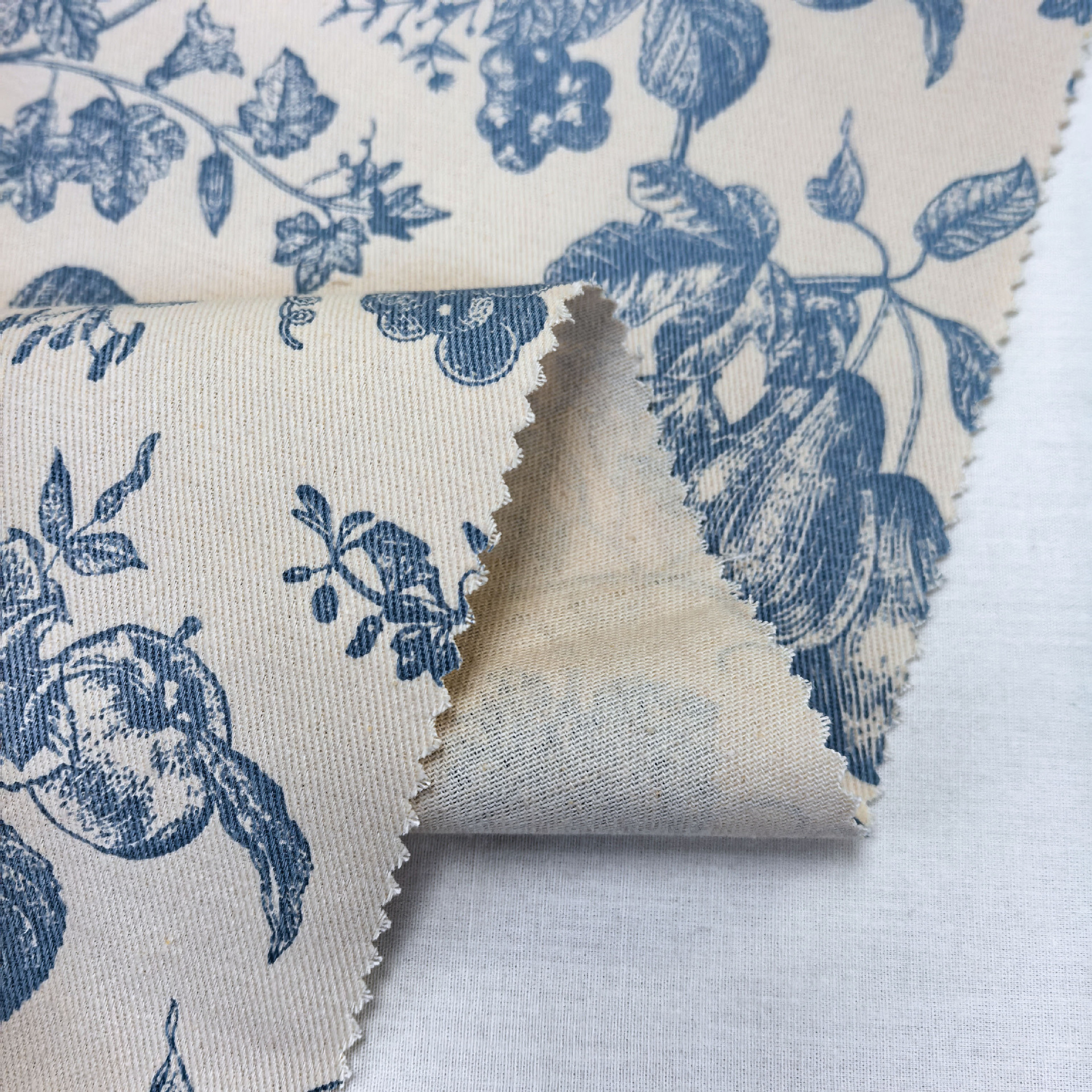 Picture of To ing Wash Water Twill 10856 Cotton Fruit Flower Bird Blue and Green Printed Fabric Jacket Pants Box Tablecloth
