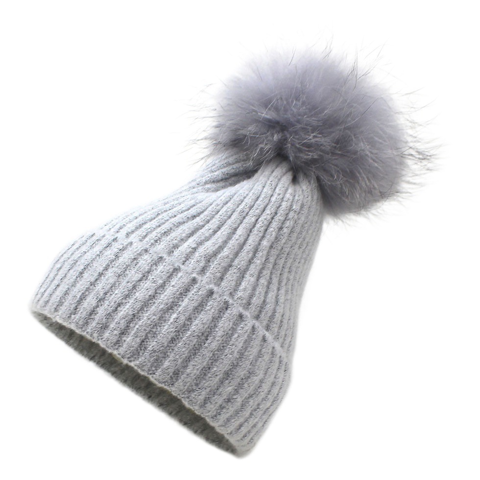 Brushed yarn knitted hat curling pullover hat foreign trade cross-border fur ball hat winter women's hat wool hat