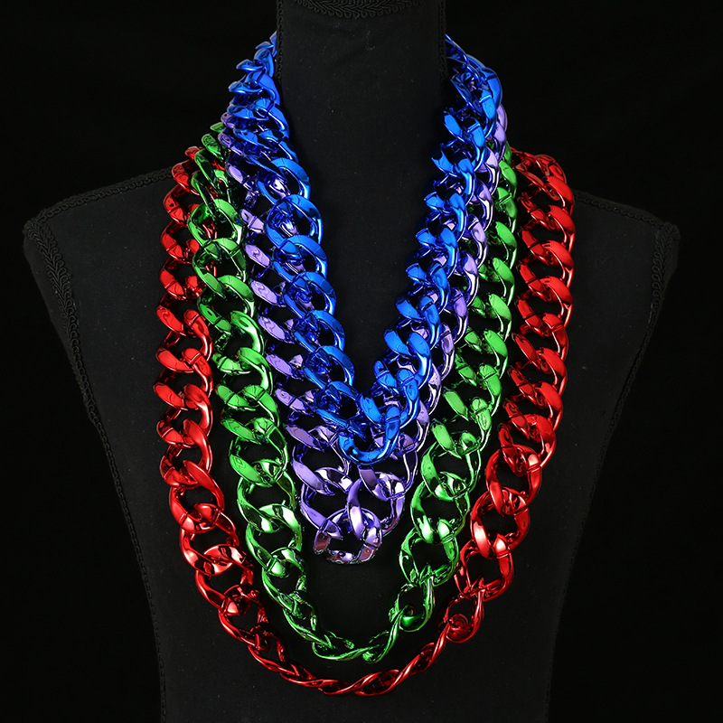 Picture of Fashionable and Atmospheric Simulated Gold High-End Exaggerated Chain Multi-Color Personalized Hip-Hop Photo Performance Props Manufacturer Wholesale