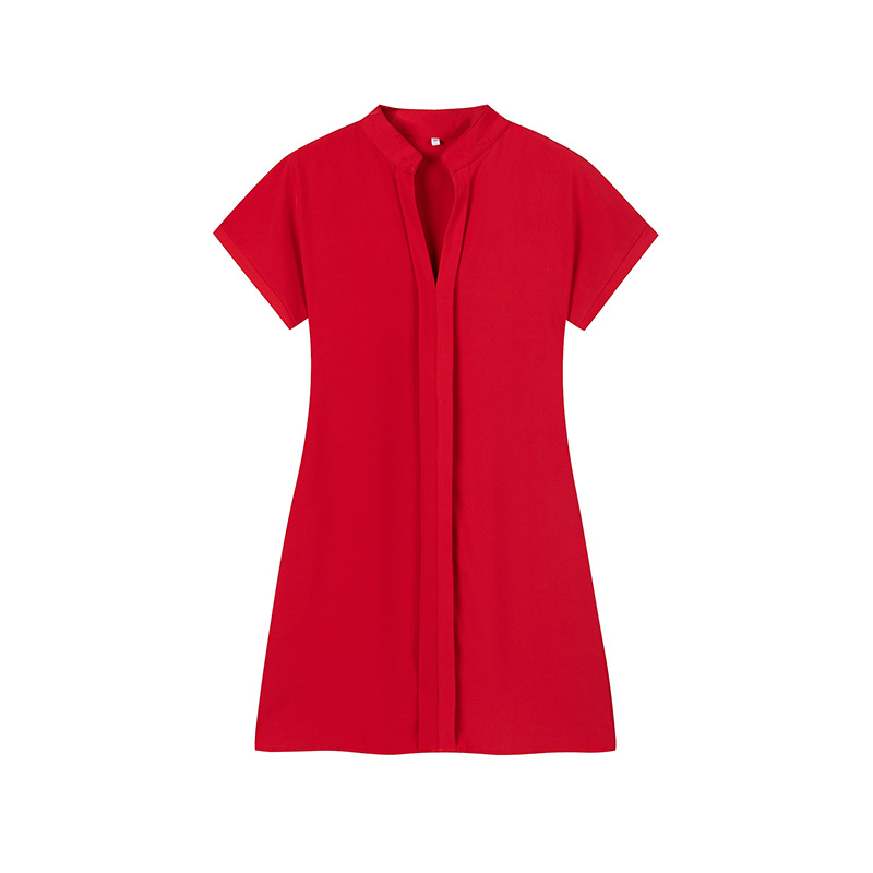 Picture of 2024 spring and summer European and American women's light ripe solid color short sleeve dress