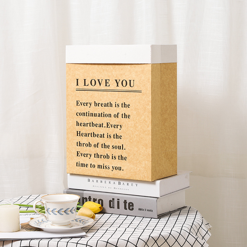 Picture of Flower packaging bag ins style bouquet bag rectangular gift bag kraft paper bag net red English hug bag wholesale