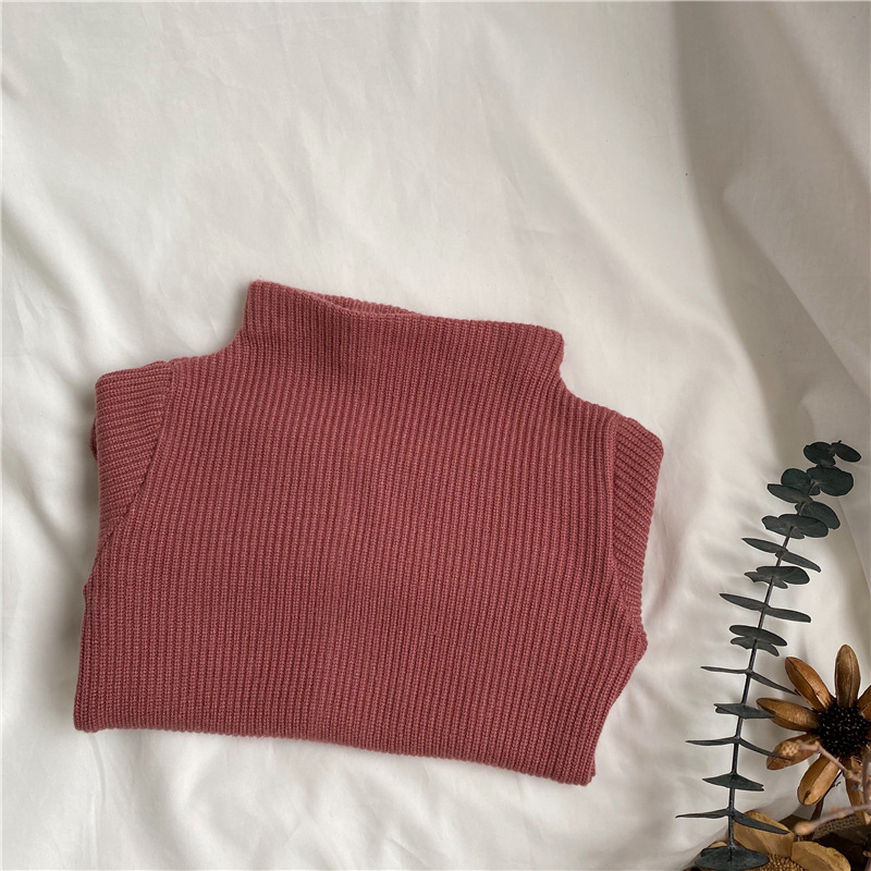 Picture of GL-kids Korean Autumn and Winter Children's Cashmere Thickened Mock-High Collar Base Shirt Men's and Women's All-Match Top Long-Sleeved T-Shirt