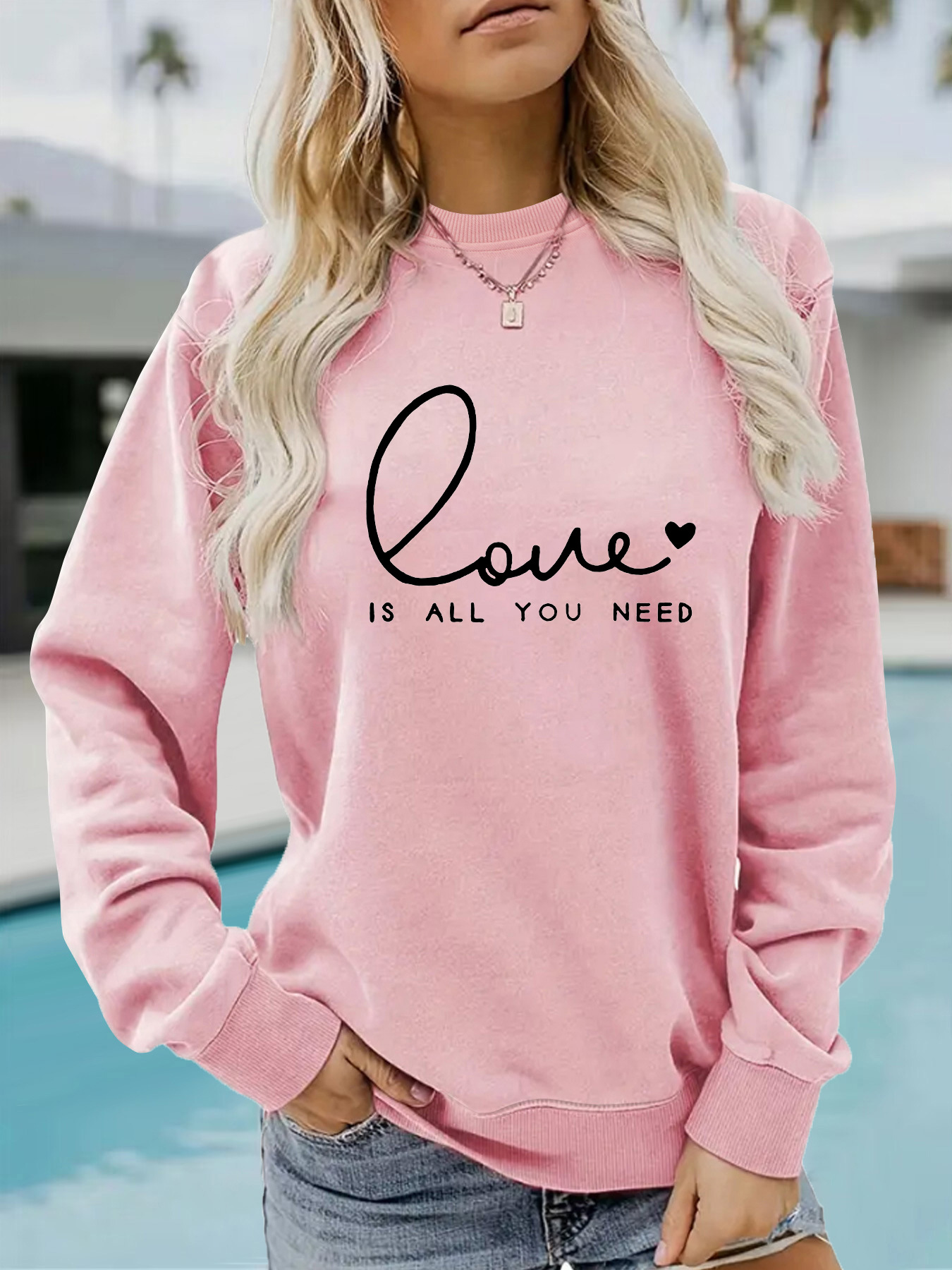 Europe and the United States cross-border autumn and winter women's casual long sleeve round neck mood letter printed pullover sweatshirt sweater wholesale