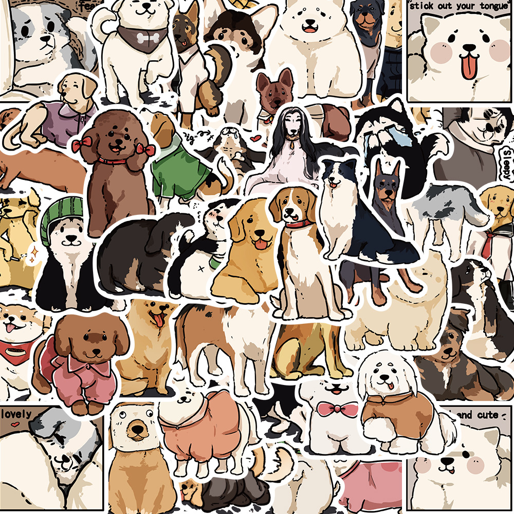 50 cute cartoon animal meeting puppy facial expression bag material stickers decorative Journal phone case stickers