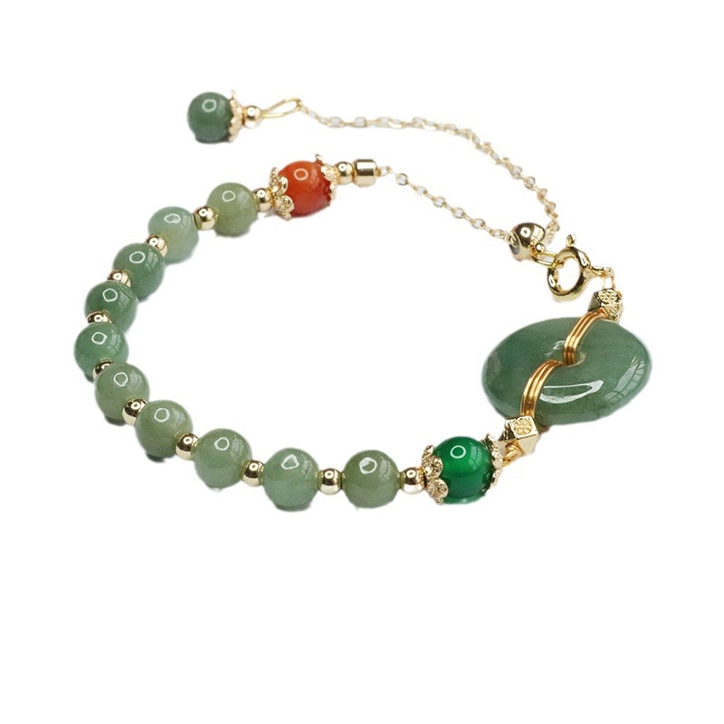 Picture of As Yu natural Burmese jadeite oil green peace buckle bracelet jade bracelet wholesale live generation FC3103008