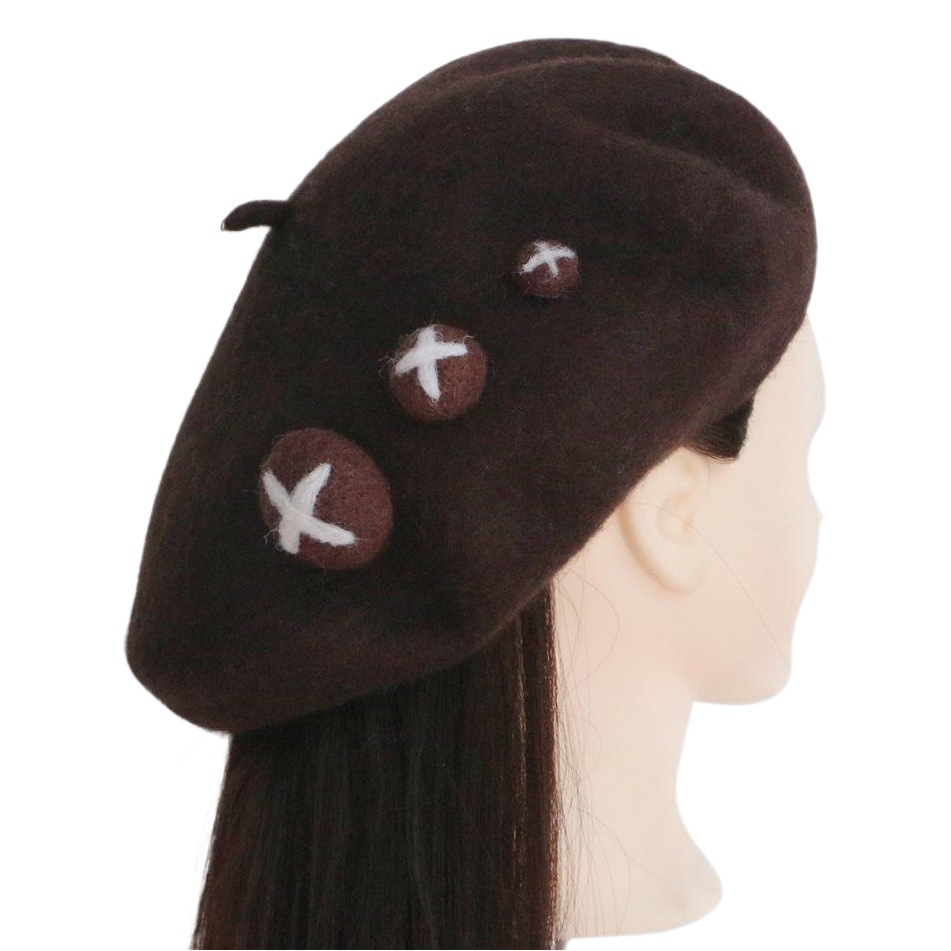 [Spot] parent-child creative cute handmade wool felt mushroom painter hat autumn and winter versatile college beret
