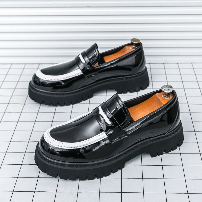 2025 Spring and Summer New Casual Men's Shoes Chunky Heel Sleeve plus size Loafers Fashionable All-match Comfortable Simple Leather Shoes
