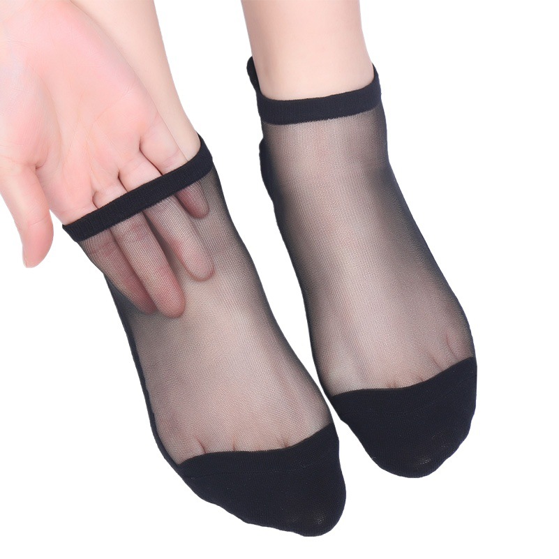 Socks women spring and summer thin cool transparent cute bear glass stockings ladies Crystal Silk boat socks factory wholesale