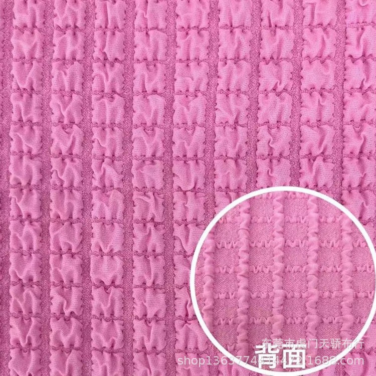 Knitted bubble cloth jacquard 320g bubble small plaid wrinkle cloth jacquard clothing shoes and hats jewelry fabric