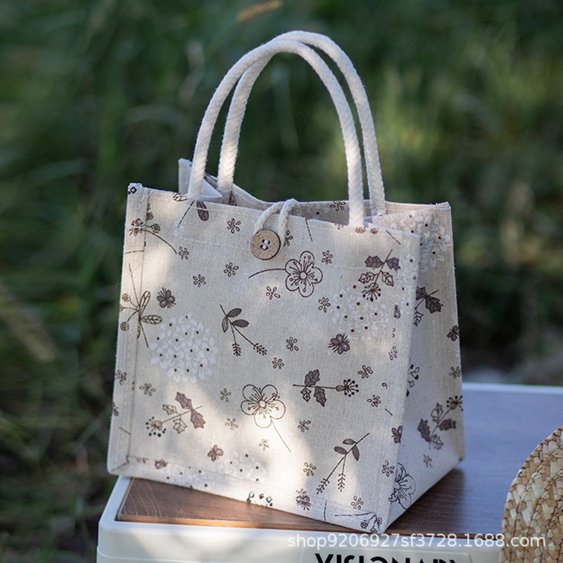 Canvas Bag Gift Tote Bag Fashion Outgoing Accompanying Ritual Linen Linen Environmentally Friendly Shopping Bag College Student Lunch Box Bag