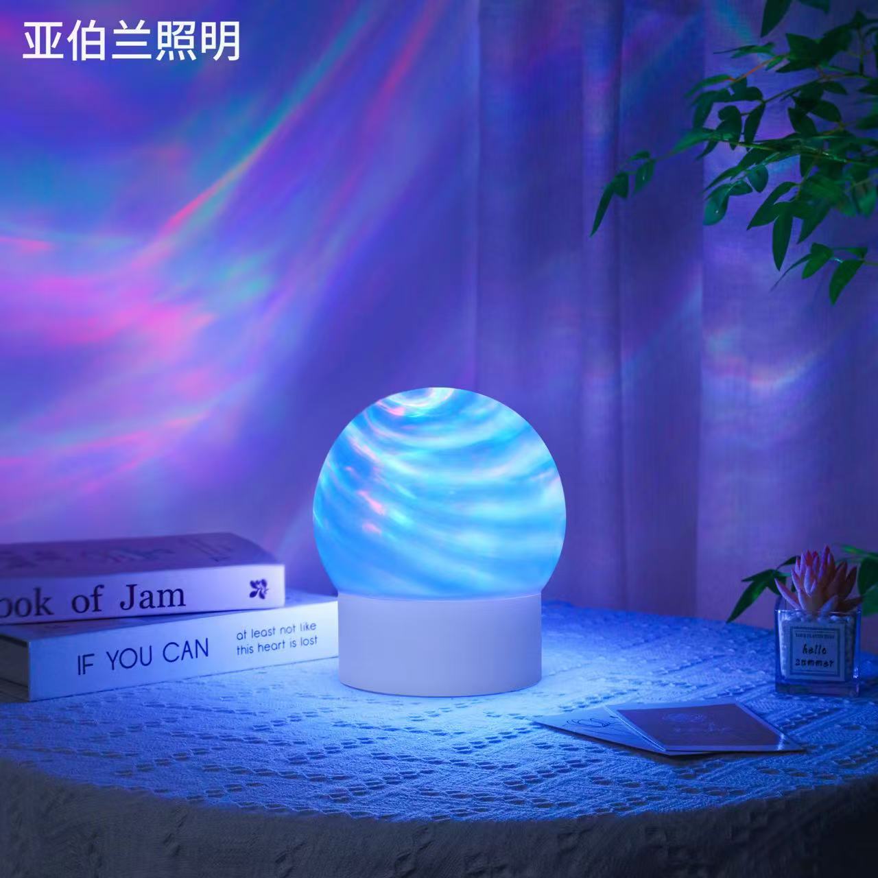 Bedroom ambient projection light, romantic starry sky water ripple rotating ambient light, export exclusive small night light wholesale