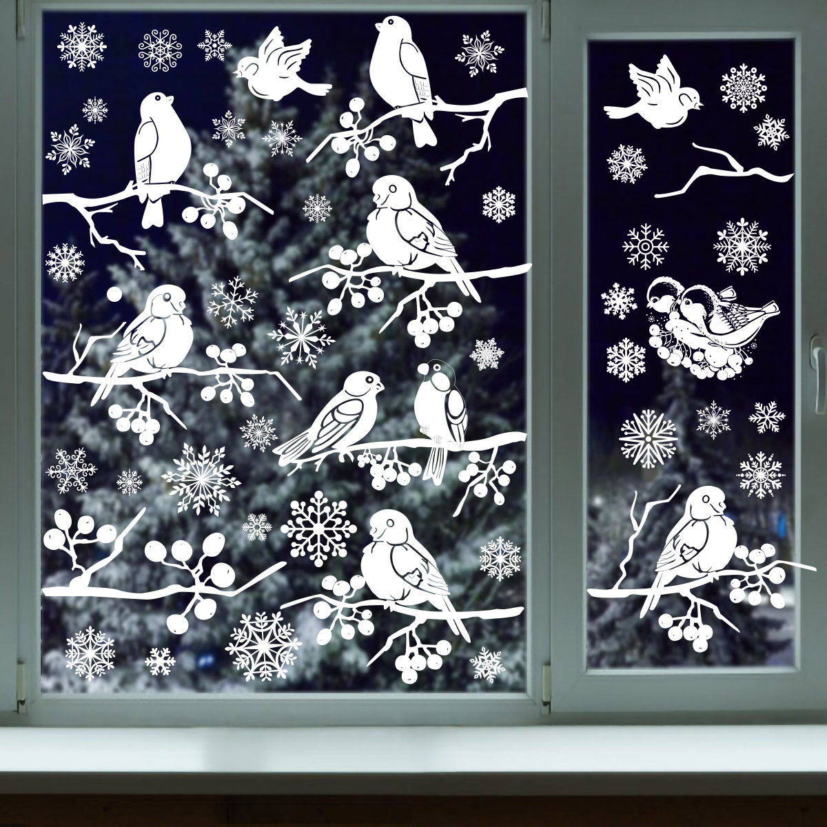 New Christmas Stickers Snow Birds Window Christmas Hanging Party Decorations Glass Stickers Wall Stickers