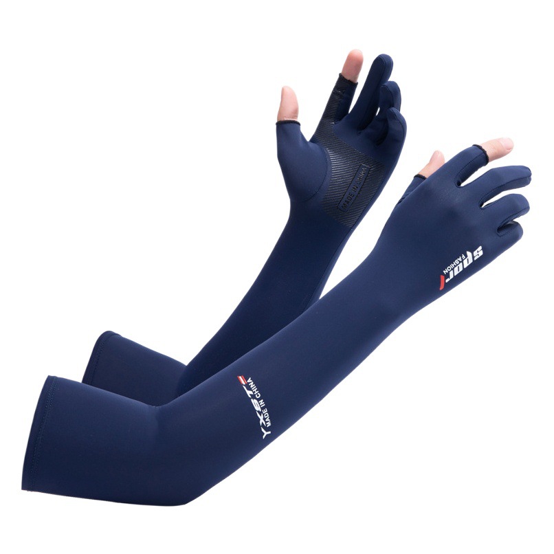 Ice Silk Sun Protection Gloves for Men and Women in Summer Outdoor Driving, Cycling and Fishing Thin Touch Screen Sleeves Long Breathable Sports