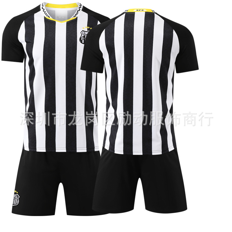 Picture of 2526 Jersey Black Stripes No. 10 Neymar New Version of Brazilian Club Santos Away Football Uniform Set