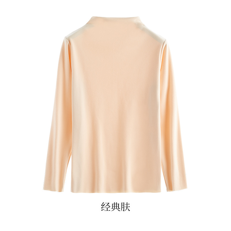 Picture of De velvet half turtleneck bottoming shirt for women autumn and winter New thickened warm inner wear long sleeve T-shirt tight top