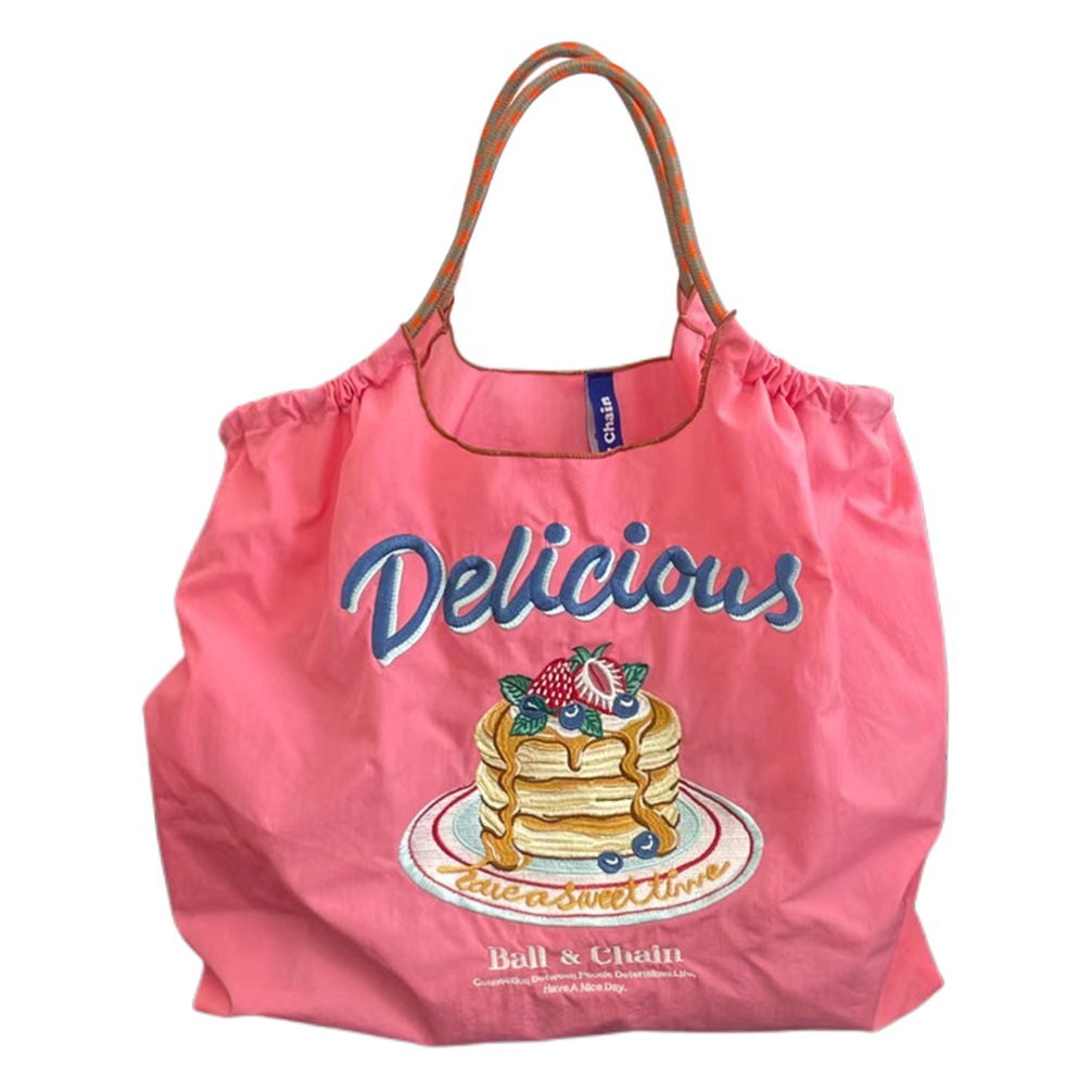 Picture of Japanese homemade ball chain eco-friendly shopping bag nylon embroidered hand canvas bag nylon shopping bag