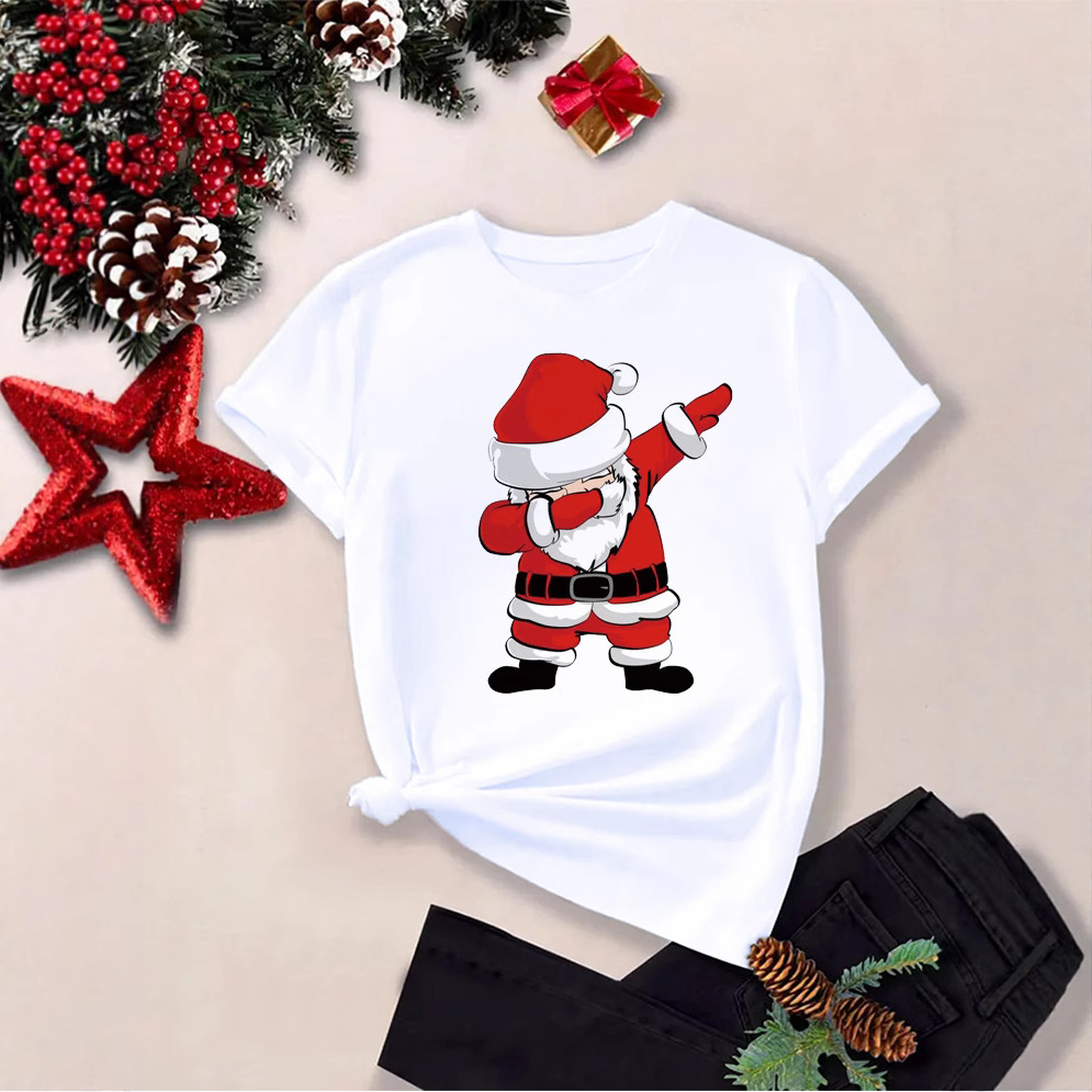 Christmas Women's Short Sleeve Cross-border Full-support Half-support AliExpress Amazon TIKTOK Shrimp Top TEMU