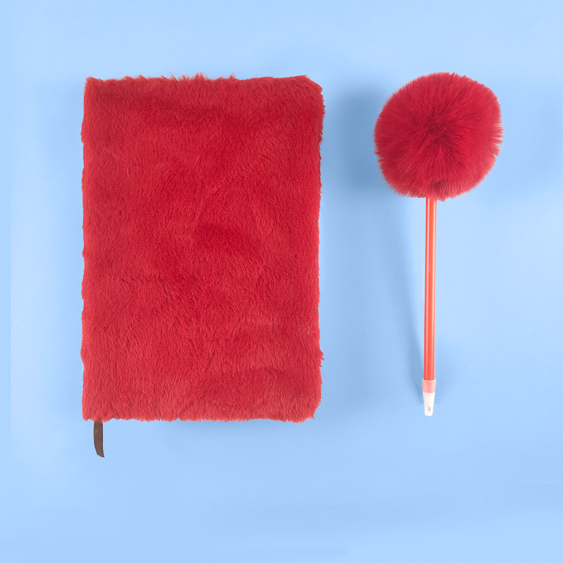 Picture of Cross-Border Simple Plush Notebook Plus Pen Prize Gift Furry Cover Diary Note Set Notebook