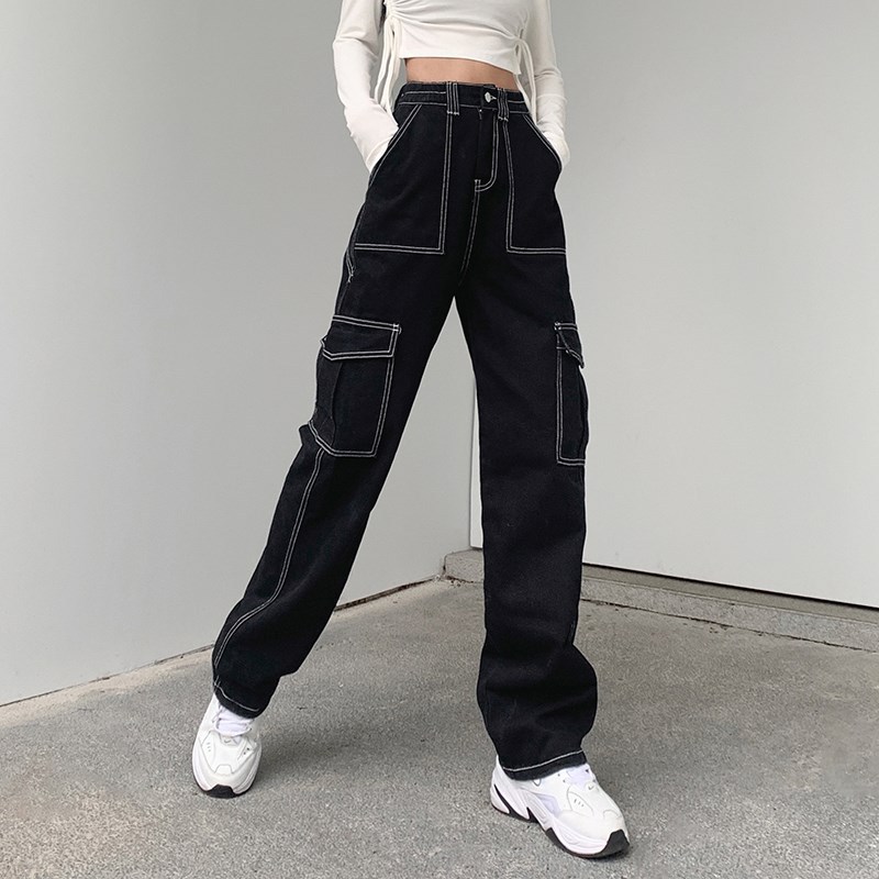 Vintage Straight Leg Jeans Women's Spring and Autumn 2024 New High Waist Loose Slimming Casual Workwear Wide Leg Trousers