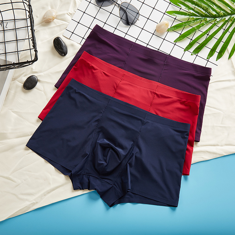 Picture of Men's underwear seamless ice silk underwear men's loose seamless underwear plus size solid color wholesale underwear men's boxers