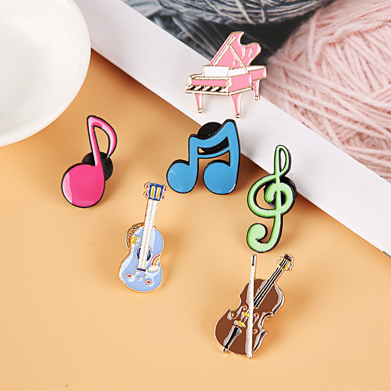 Picture of European and American New Hot-Selling Music Series Alloy Brooch Creative Note Shape Piano Guitar Clothing Accessories Brooch