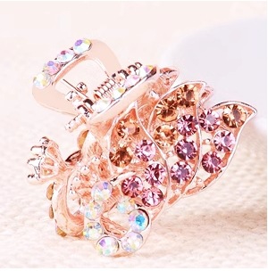 Picture of New small size Grab Clip Hair Clip Hair Clip Adult Bangs Hair Clip Children Top Clip Electroplated Rhinestone Elegant Hair Accessories Headdress