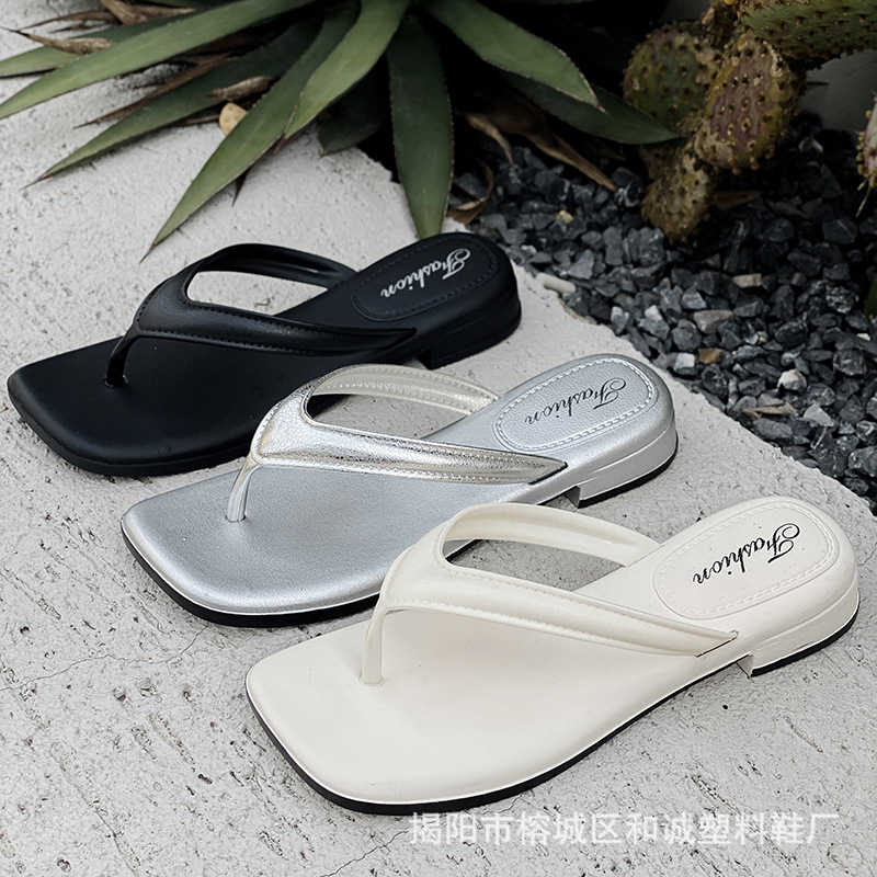 Women's silver Slippers Flip-flops Women's Platform Wedge Fashionable Retro Summer Fairy Style Elegant Sandals and Slippers for Women