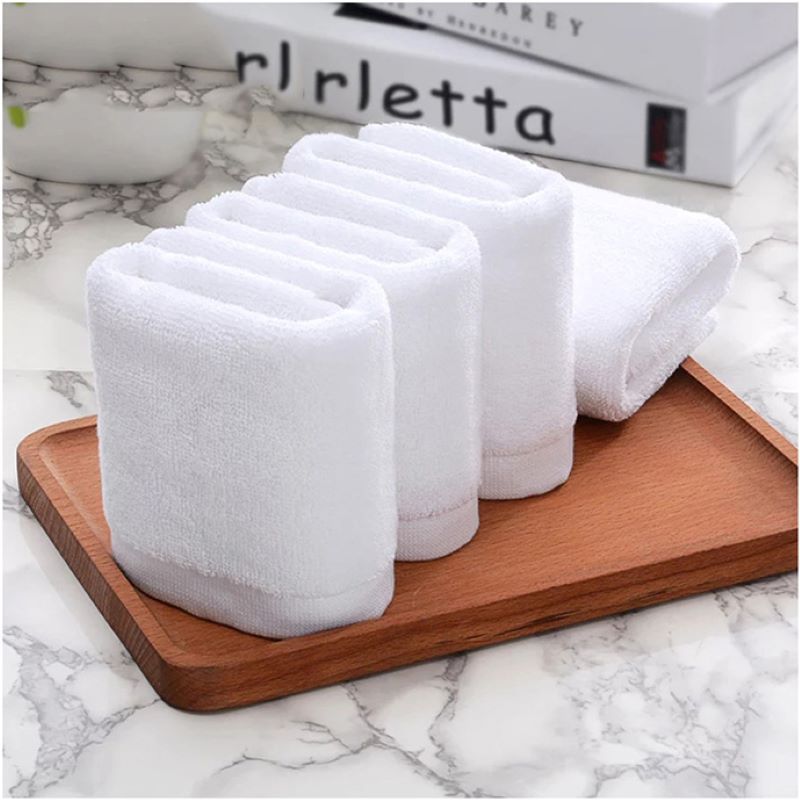 Picture of Hotel Square Towel White Absorbent Hand Towel Car Wipe Wholesale Embroidered Logo Cotton Bed and Breakfast Hotel Towel