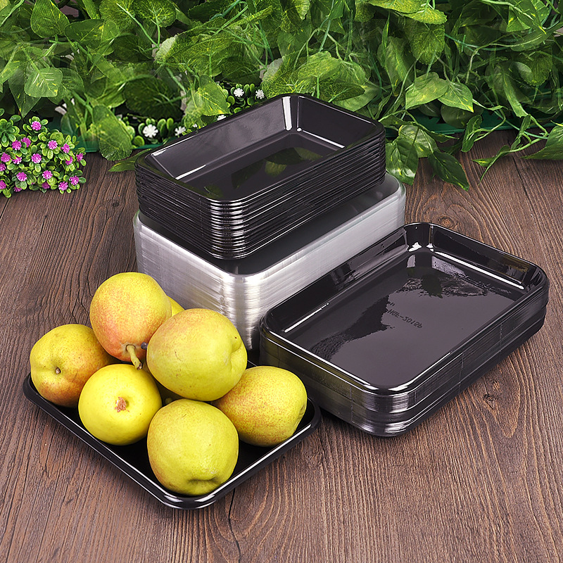 Net Red Fragrant Pear Packing Box Black Glory Fruit Tray Thickened Disposable Black Packing Box Transparent Packing Box