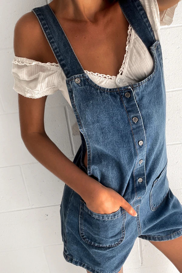 Picture of 2025 Cross-border European and American-style Women's Summer High Waist Slim-fit Slim-fit Adjustable Strap Wash Denim-fit Shorts
