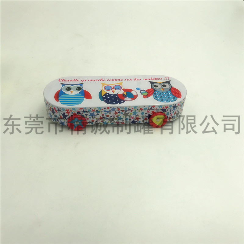 Special-Shaped Iron Box with Wheels, Gift Tinplate Box, Scooter Type Kidsren's Pen Box with Wheels