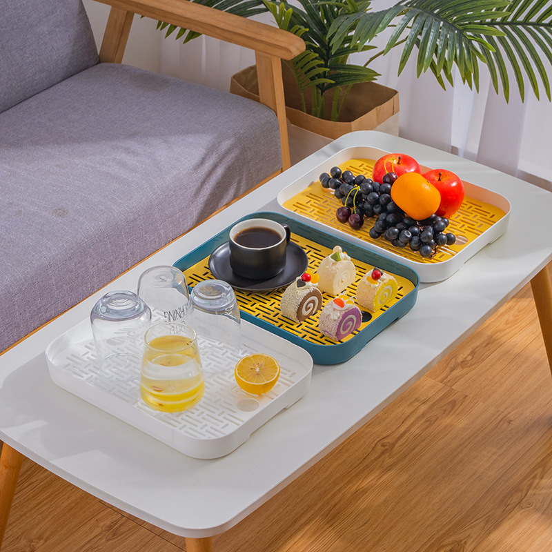 Picture of Creative Draining Tray Household Rectangular Mini Water Storage Tea Tray Plastic Double-Layer Water Cup Storage Fruit Plate