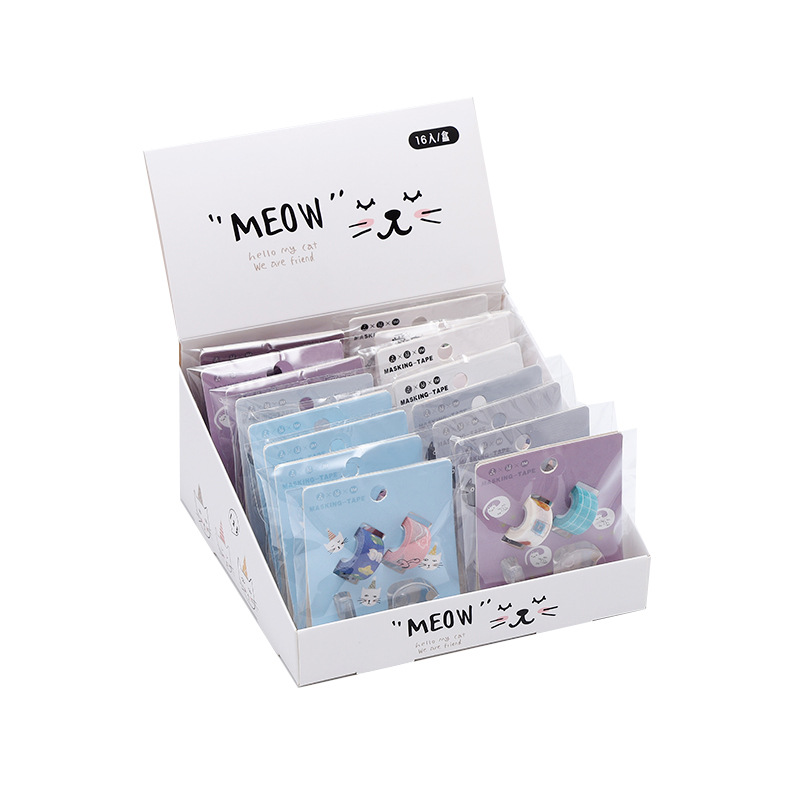 Picture of Children's cartoon fans Small tape with Cutter set creative color flash tape DIY handmade decorative stickers