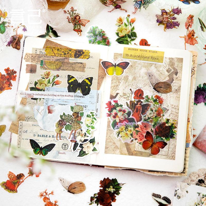 Picture of Yan Ji pet stickers package Wonderland roaming series retro Journal DIY material decorative stickers 30 pieces into 6 types
