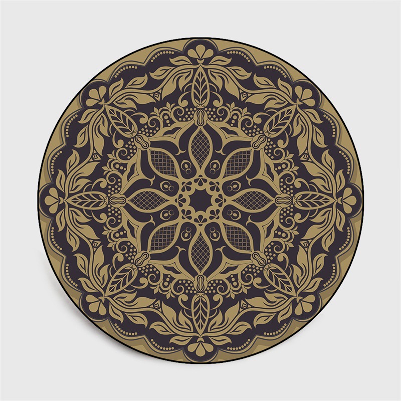 Picture of Cross-border Classic European-style Light Luxury Retro Black Gold Pattern Living Room Bedroom Hanging Basket Chair Round Non-slip Mat Carpet