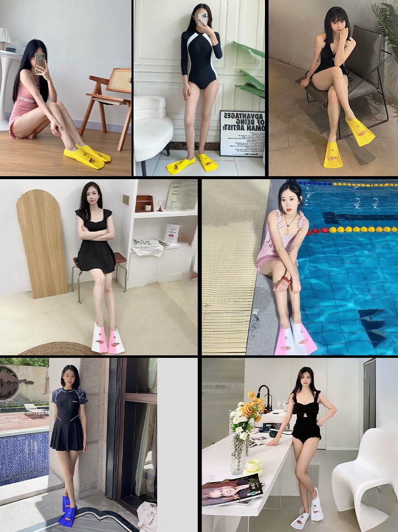Picture of freestyle frog shoes duck paw professional training short flippers breaststroke duck feet floating diving men and women swimming flippers children