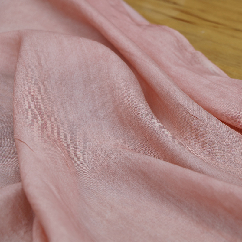Natural Silk 12mm Tussah Silk Dirty Dye Stir-fried Color Real Silk Fabric Spring and Summer Thin Literary Style Clothing Design Fabric