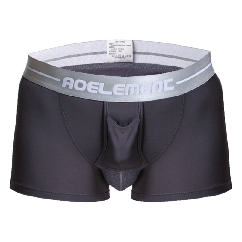 Bullet Separated Underwear Men's Youth Scrotum Pad Solid Color Underwear Ice Silk Bag Mid-waist Men's Boxer Head