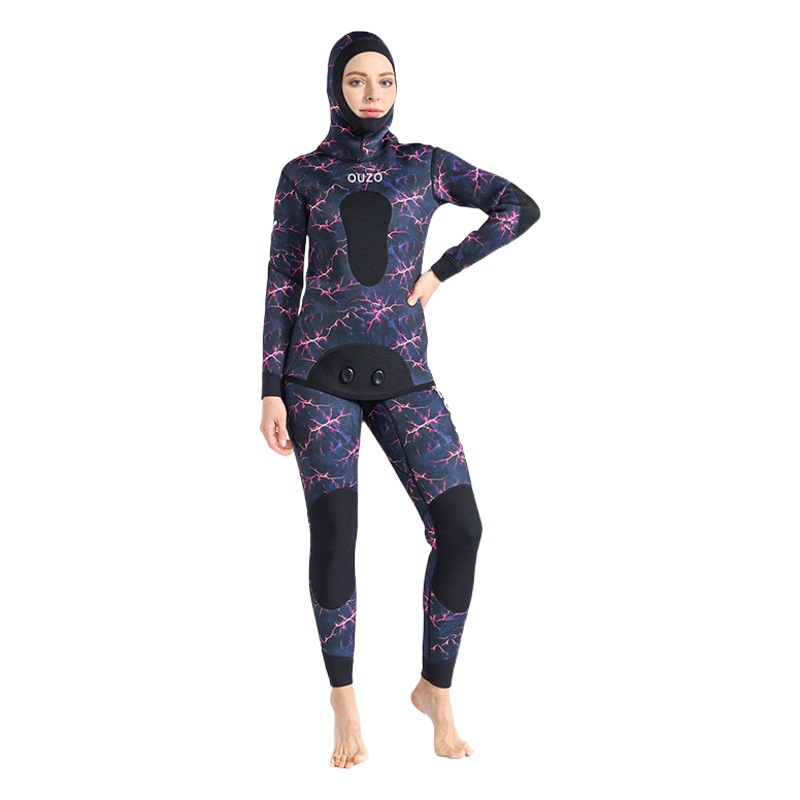 3mm Fishing Suit for Women with Hooded Split Wetsuit, Warm Winter Swimsuit, Surfing Suit, Wetsuit, Fishing Suit, Fishing Suit