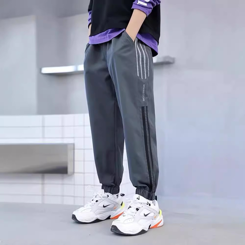 Boys' Pants Large Children's 2024 Western-style Loose Casual Thin Sports Pants Children's Ice Silk Autumn Anti-mosquito Trendy Pants