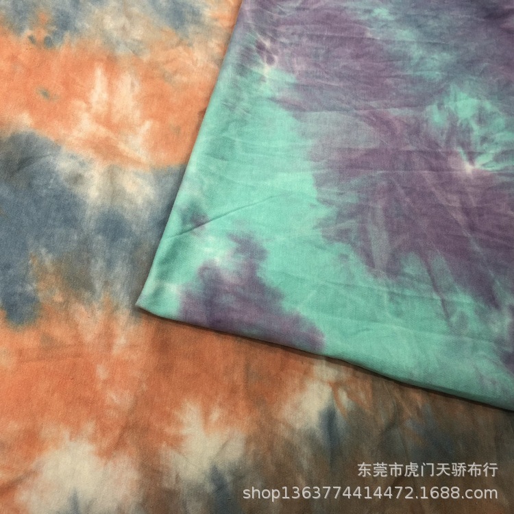 Spot supply of spring and summer new 21 cotton plain tie-dye printing 180g cotton single-sided Jersey printing T-shirt material