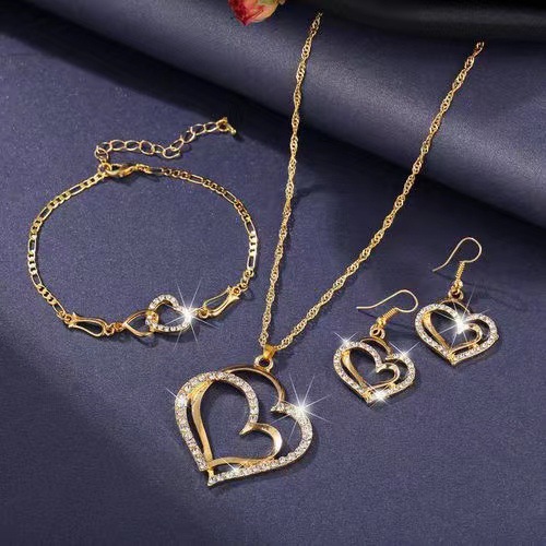 Picture of Cross-border New Jewelry suit Women's Fashion All-match Rhinestone Zircon Necklace Earrings Ring Watch Accessories